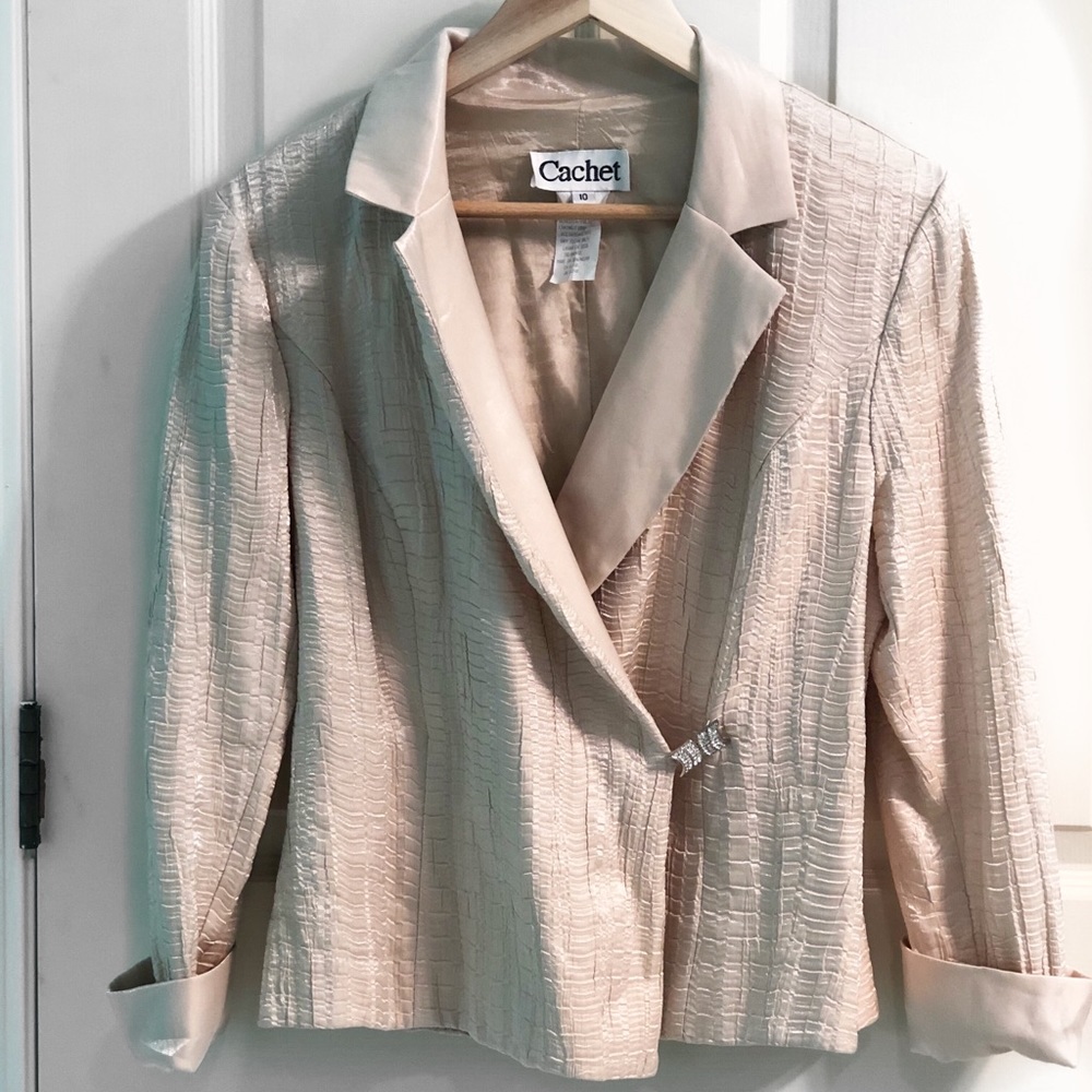 CACHET | Peach metallic pleated vintage blazer| 10